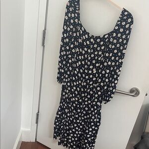 FRNCH Navy and White Floral Long Sleeve Dress